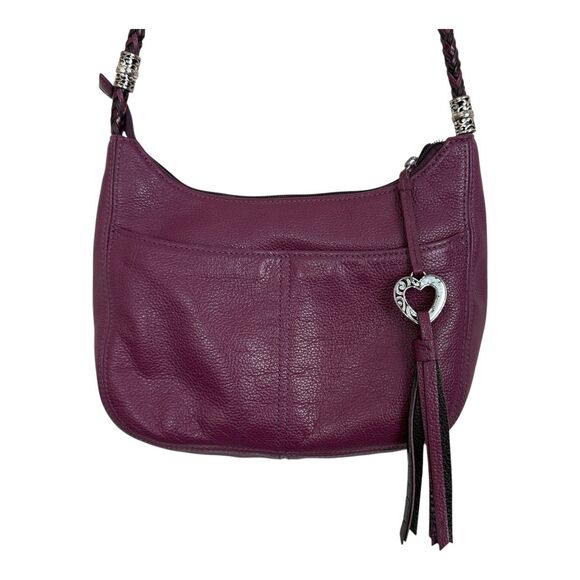 Brighton Crossbody Barbados Zip Top Hobo Purple Berry Leather Handbag